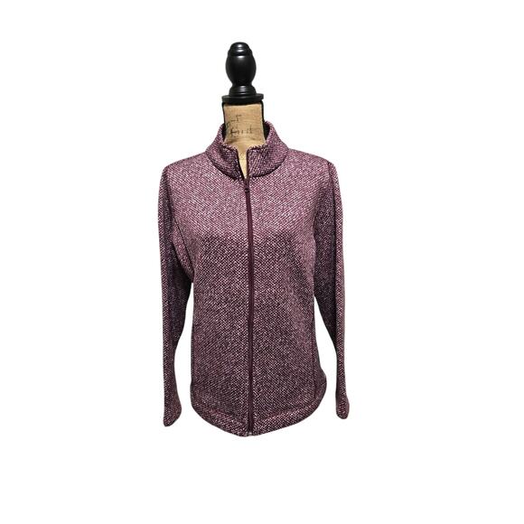 T by Talbots Sweaters - T by Talbots burgundy and white zip up sweater, size medium